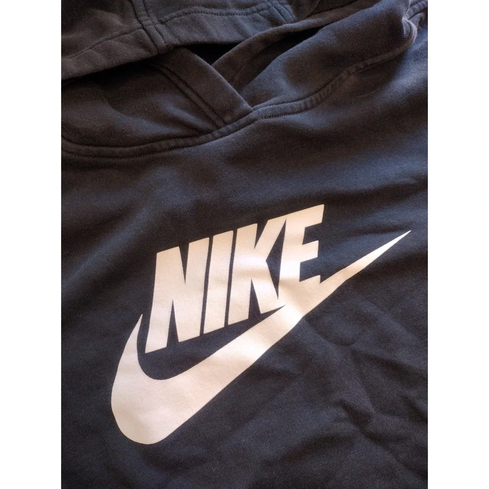 Nike Kids Pullover‎ Hoodie Black White Logo Fleece Sweatshirt XL Boys Girls